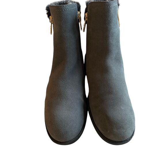 Cole Haan Gray Suede Ankle Booties Women’s Faux Fur Cuff Side Zip Winter Boots 9 - Picture 6 of 13